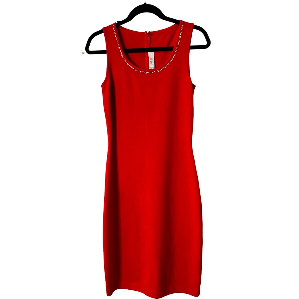 ‼️NEW - ST. JOHN Knit Cocktail Dress w/ Rhinestone Trim